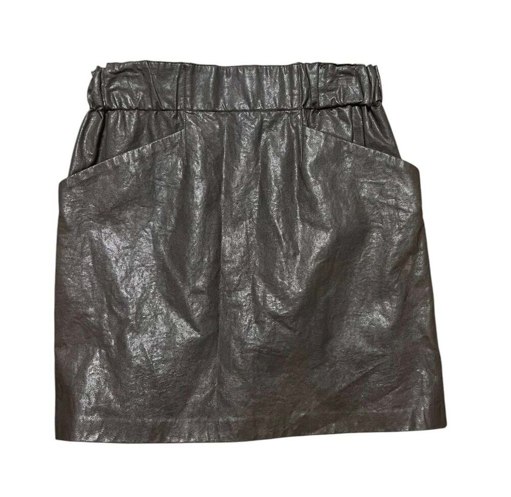 Zara Basic Faux Leather Mini Skirt with Elastic Waist and Pockets
